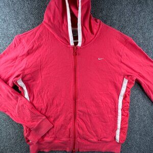 VTG Nike Silver Tag Girls Pink Full Zip Hoodie XL 16-18 Long Sleeve White Accent